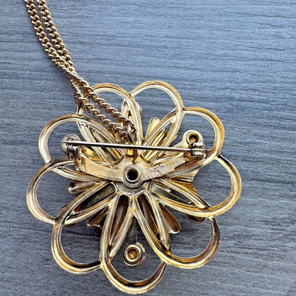 Vintage Starglow Jewels Gold Tone Necklace Brooch Matching Screw Back Earrings - Picture 6 of 9